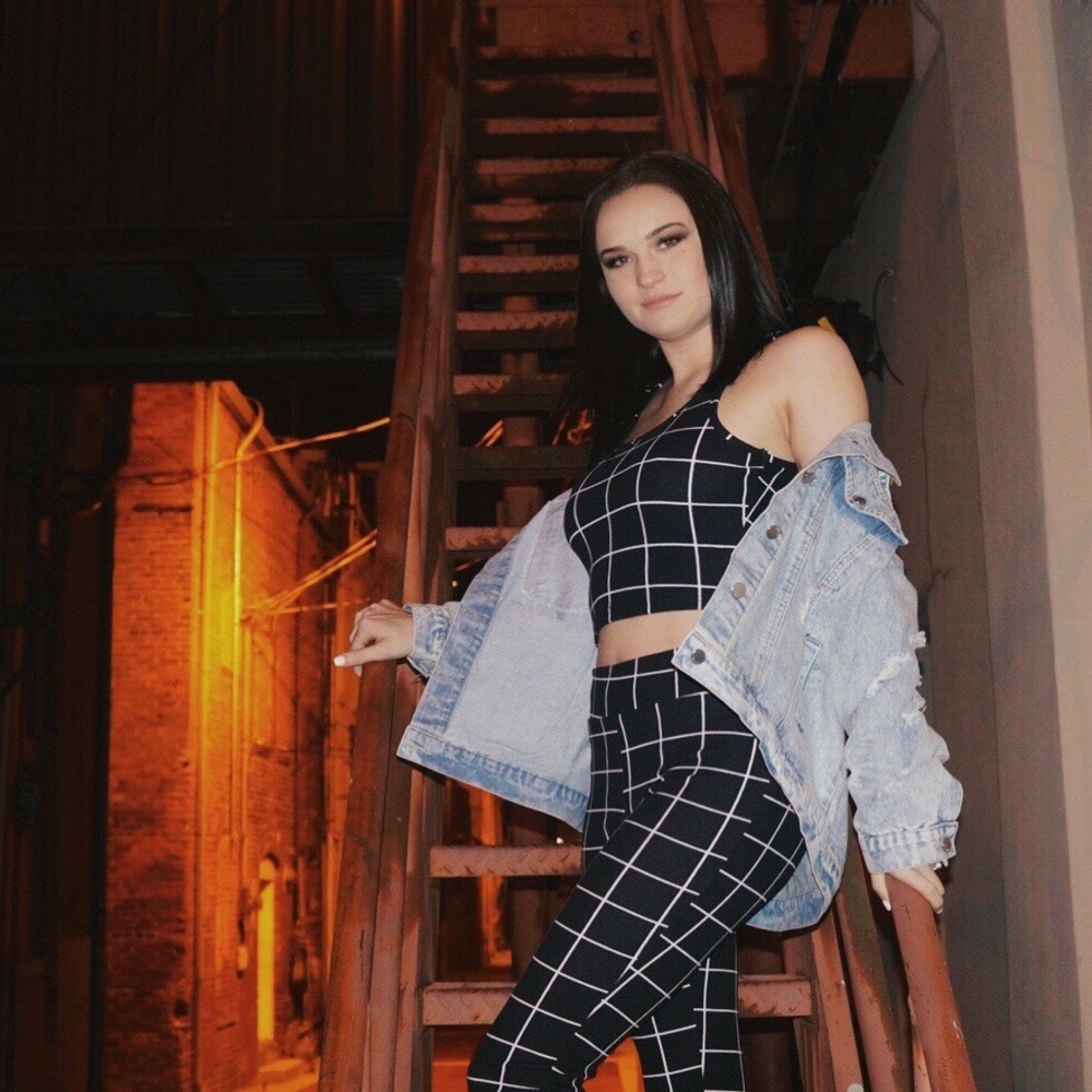 Grid print two piece set